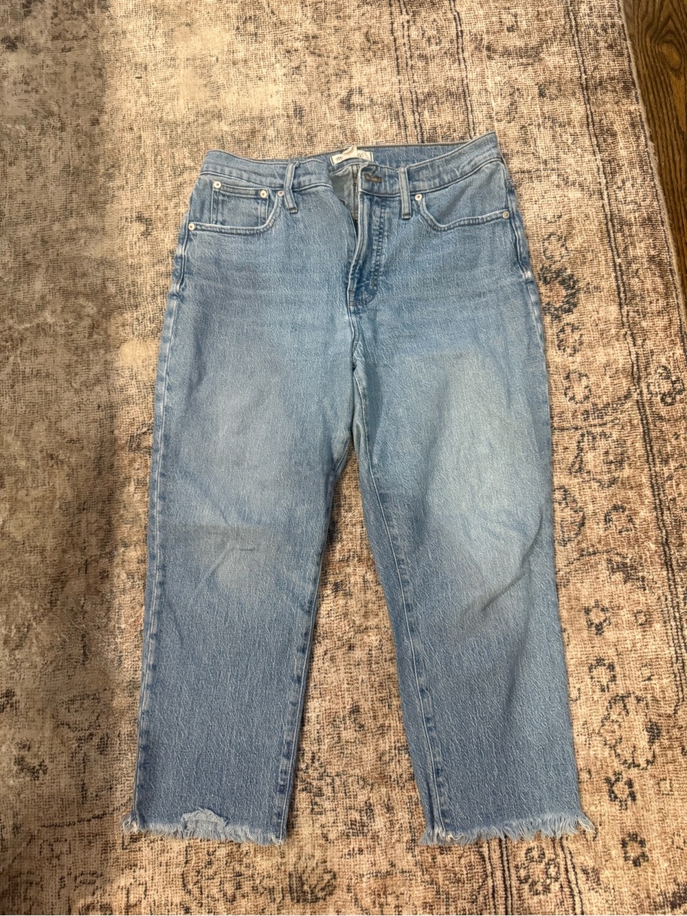 Madewell Light Blue Straight-Leg Jeans with Raw Hem